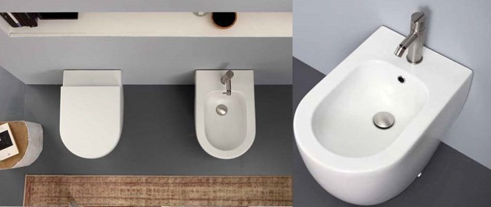 Water e bidet a filo muro